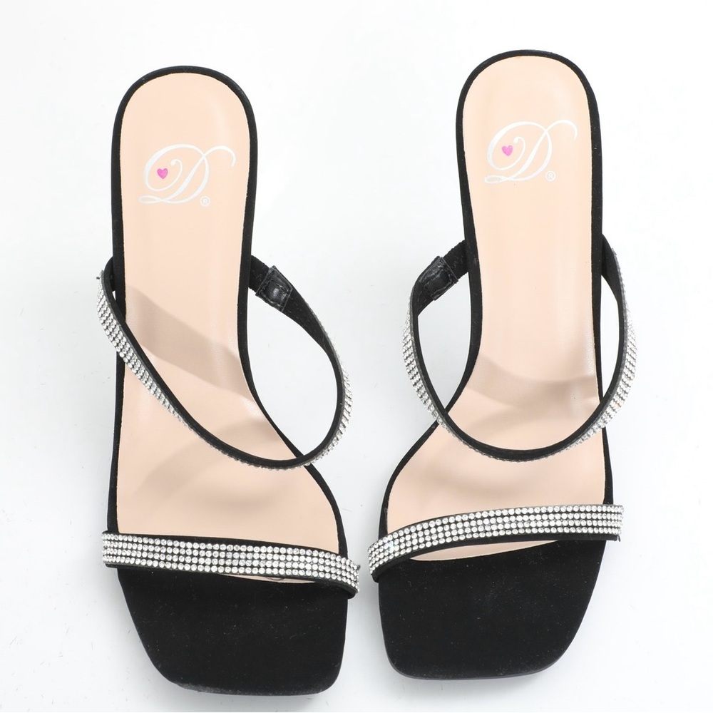 Black & Silver Rhinestone Heels - Picture 2 of 11
